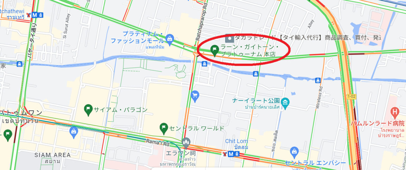 バンコクのピンクのカオマンガイの地図