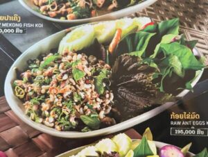 ラオスグルメ　ヴィエンチャンのレストランKualao Restaurantのメニューラオスグルメ蟻 