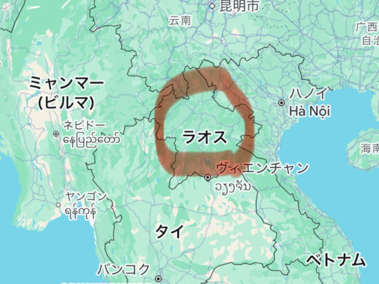 ラオスの位置　地図