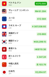 currencyの画面