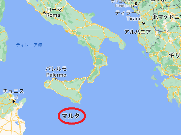 マルタ島の位置がわかる地図