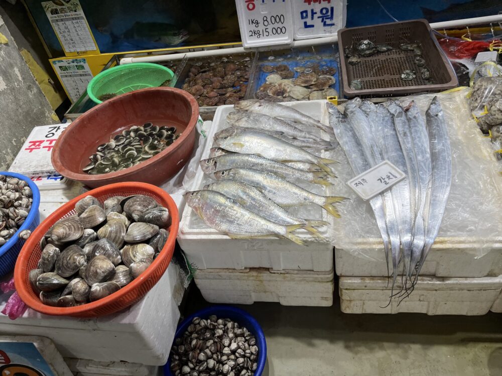 江華風物市場の鮮魚、太刀魚