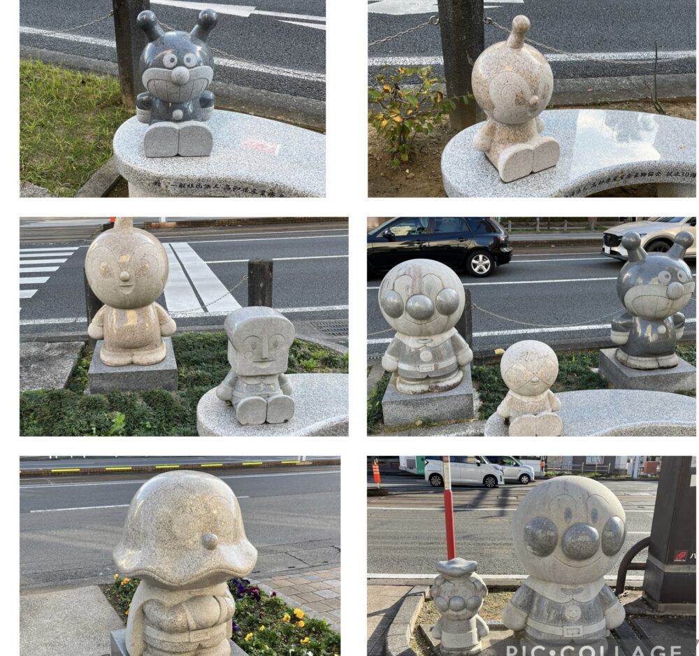 高知のアンパンマンキャラの石像たち