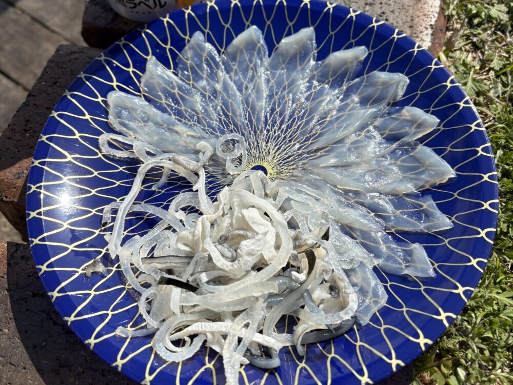 唐戸市場で食べたトラフグの刺身