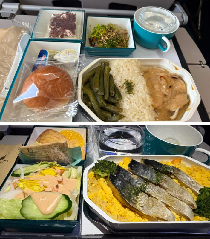 スリランカ航空成田発便の機内食1回目チキンと2回目魚