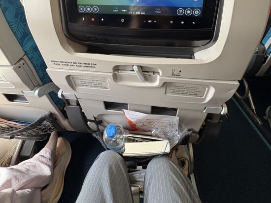 スリランカ航空A330エコノミークラスのモニターと足元