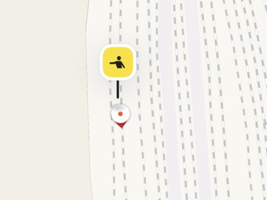 Yandex Goで乗車場所の位置をピンで指定する画面